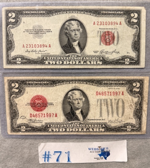 (2) $2 RED SEAL NOTES