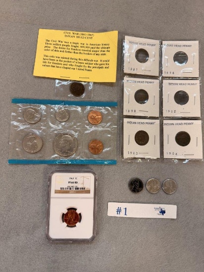 LOT OF STEEL & GRADED PENNIES AND PROOF SET