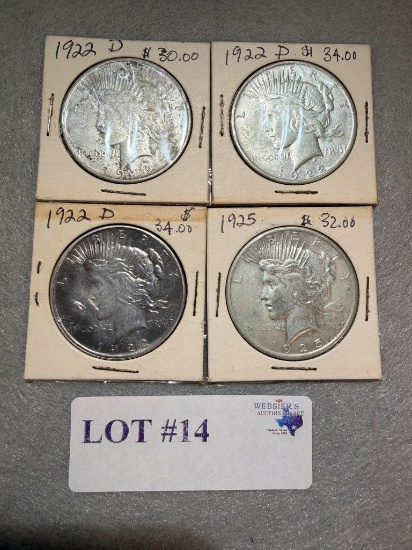 (4) PEACE DOLLARS