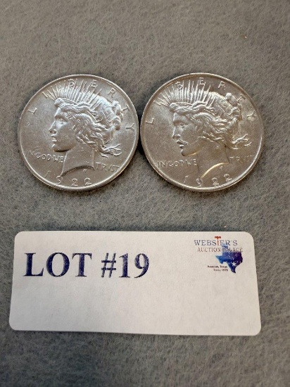(2) 1922 PEACE DOLLARS