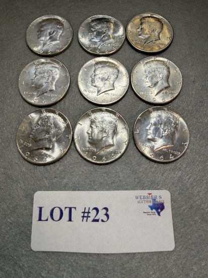 (9) KENNEDY HALF DOLLARS
