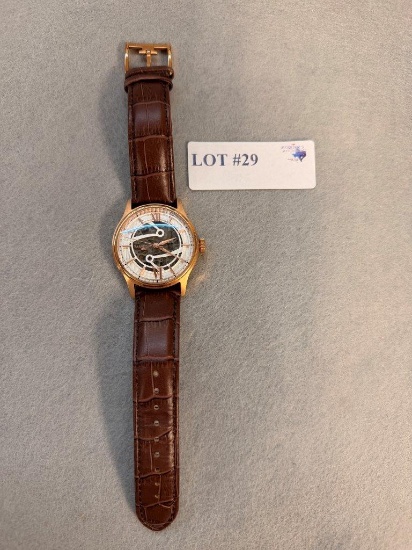 EARNSHAW AUTOMATIC WATCH WITH LEATHER BAND