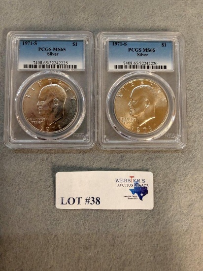 (2) GRADED PCGS MS65 1971 SILVER DOLLARS