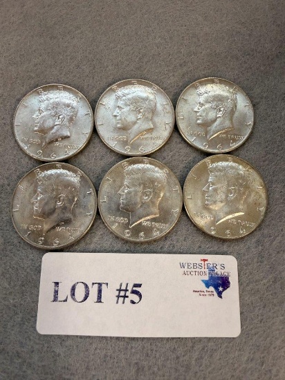 (6) 1964 HALF-DOLLARS