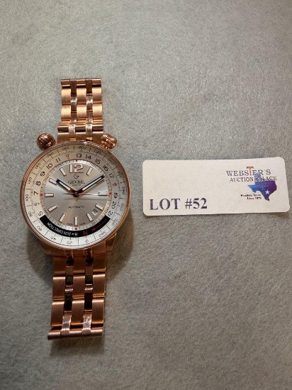 GEVRIL WALLABOUT SWISS AUTOMATIC ION PLATING ROSE GOLD  STAINLESS STEEL BRACELET WATCH