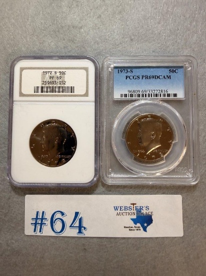 (2) GRADED HALF DOLLARS 1972-S & 1973-S