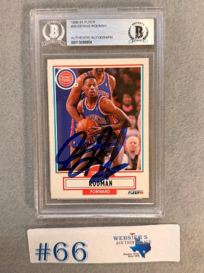 1990 FLEER SIGNED DENNIS RODMAN CARD
