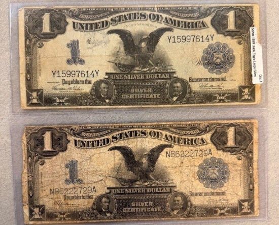 (2)1899 BLACK EAGLE ONE DOLLAR SILVER CERTIFICATES