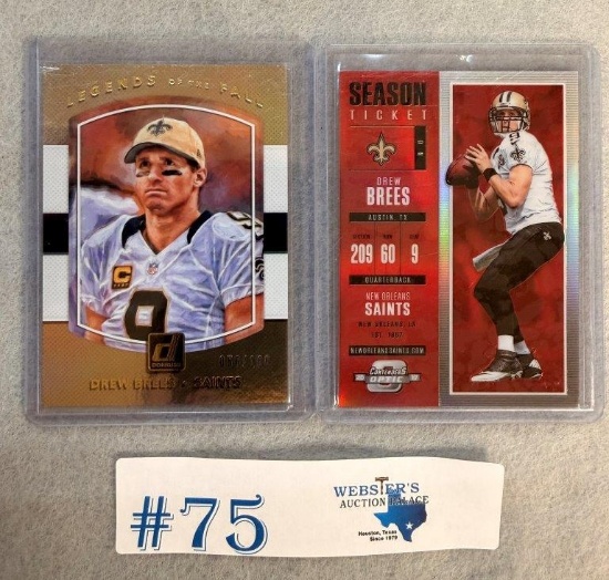 (2) DREW BREES CARDS 2017 PANINI 56/100 2017 PANINI 76/199