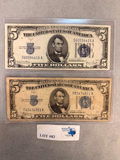 (2) $5 BLUE SEAL NOTES DATED 1934
