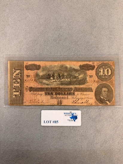 1864 CONFEDERATE $10 NOTE