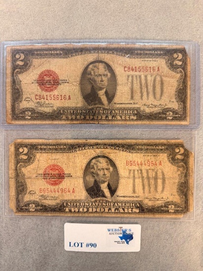 (2) 1928 $2 RED SEAL NOTES