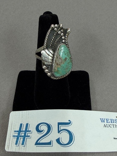 VINTAGE SOUTHWESTERN STYLE STERLING & TURQUOISE CABOCHON RING