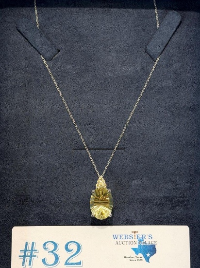 STERLING NECKLACE W/ LEMON QUARTZ PENDANT