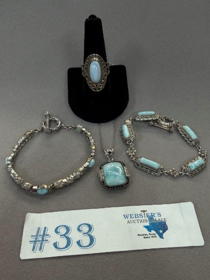 4 PCS OF LARIMAR ACCENT JEWELRY