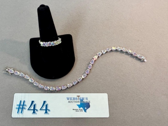 21.15CTW AURORA BOREALIS BRACELET & RING SET IN STERLING