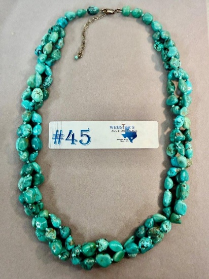 TURQUOISE NUGGET NECKLACE W/ STERLING CLASP
