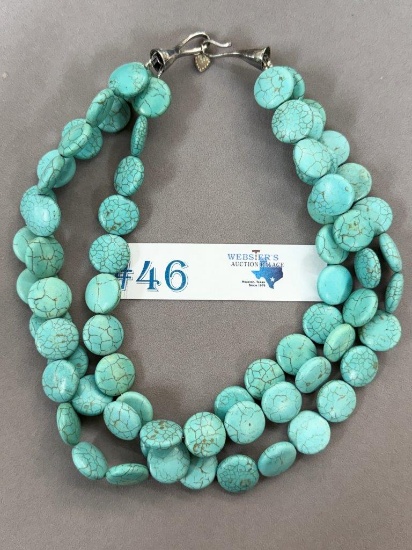 HOWLITE TURQUOISE NECKLACE W/ STERLING CLASP