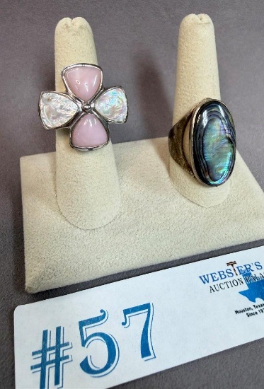 2PC STERLING SILVER GEMSTONE RINGS