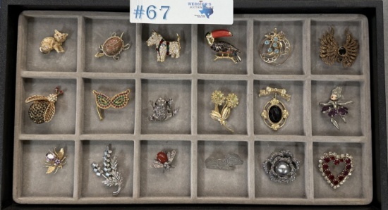 (18) VINTAGE BROOCHES/PINS