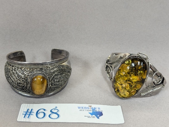 (2) VINTAGE STERLING SILVER CUFF BRACELETS