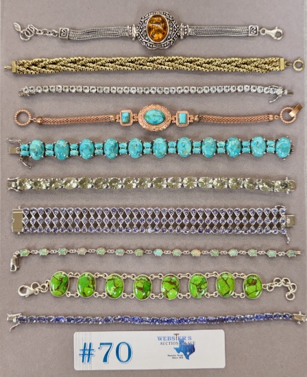 (10) STERLING BRACELETS