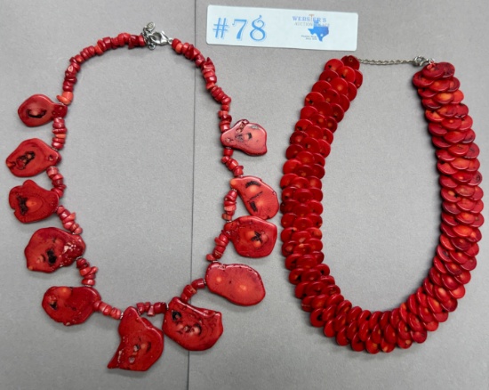 (2) CORAL NECKLACES
