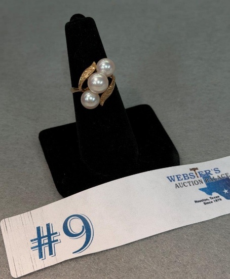 VINTAGE 14K YELLOW GOLD & PEARL RING