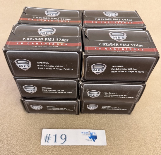 (12) BOXES OF MFS 7,65x54R AMMO
