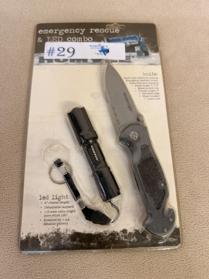 NEW HUMVEE EMERGENCY RESCUE KNIFE & LED COMBO