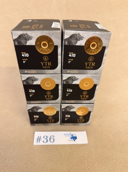 (6) BOXES OF YTR TROY .410GA AMMO