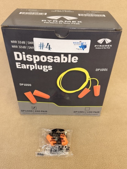 BOX OF 200 PAIR DISPOSABLE EARPLUGS