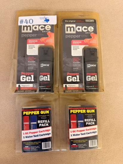 (2) MACE BRAND PEPPER SPRAY GEL & (2) REFILL PACKS