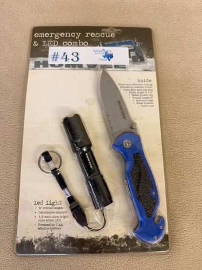 NEW HUMVEE EMERGENCY RESCUE KNIFE & LED COMBO
