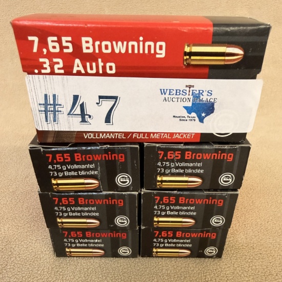 (7) BOXES OF  GECO 7,65 BROWNING .32 AUTO AMMO