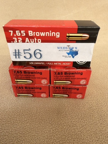 (5) BOXES OF GECO 7,65 BROWNING .32 AUTO