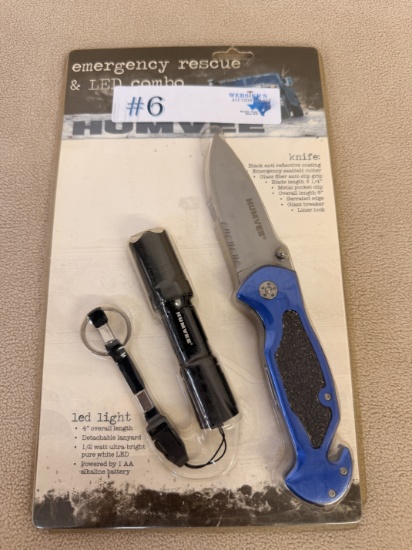 NEW HUMVEE EMERGENCY RESCUE KNIFE & LED COMBO