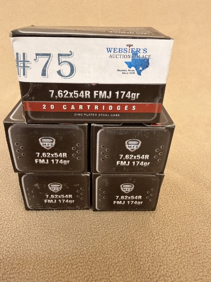 (5) BOXES OF MFS 7,65x54R AMMO