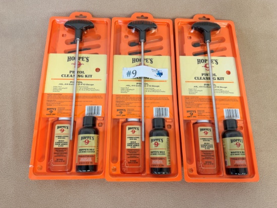 (3) NEW HOPPE'S PISTOL CLEANING KITS