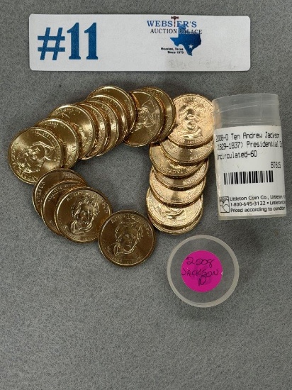 (20) 2008 ANDREW JACKSON $1 PRESIDENTIAL COINS