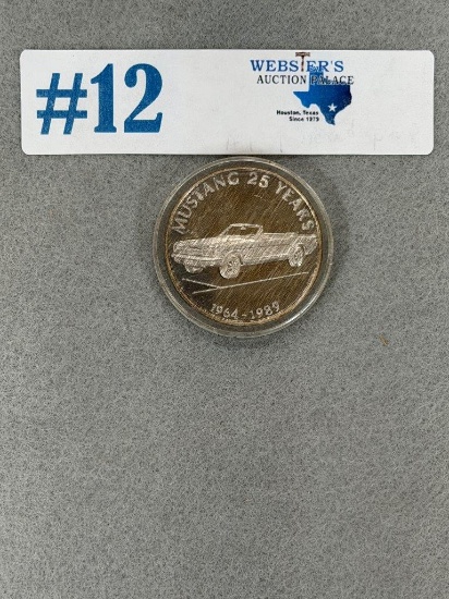 FORD MOTOR CO. 25TH ANNIVERSARY MUSTANG COMMEMORATIVE SILVER COIN