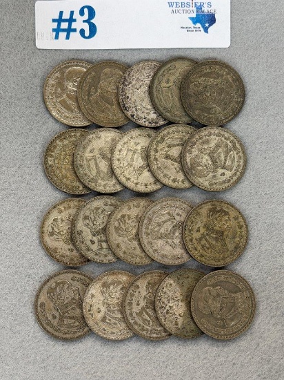 (20) MEXICAN 1 PESO COINS
