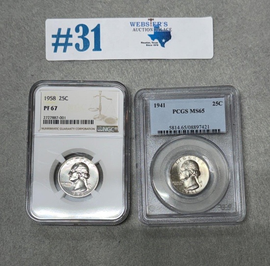 (2) GRADED SILVER QUARTERS