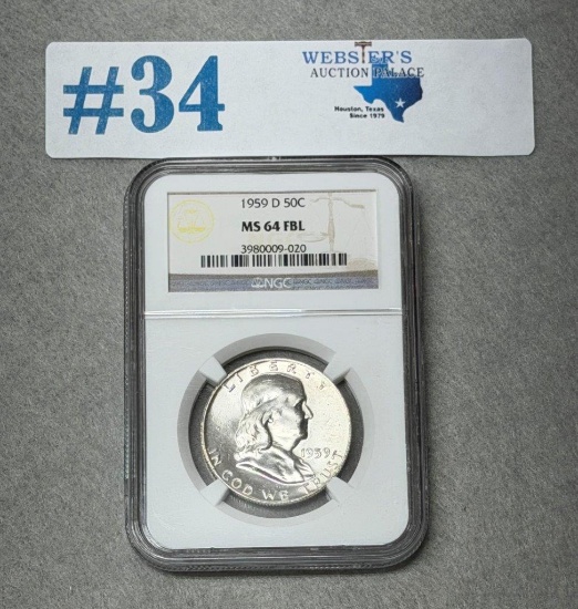 1959-D NGC GRADED MS64  FBL LIBERTY HALF-DOLLAR