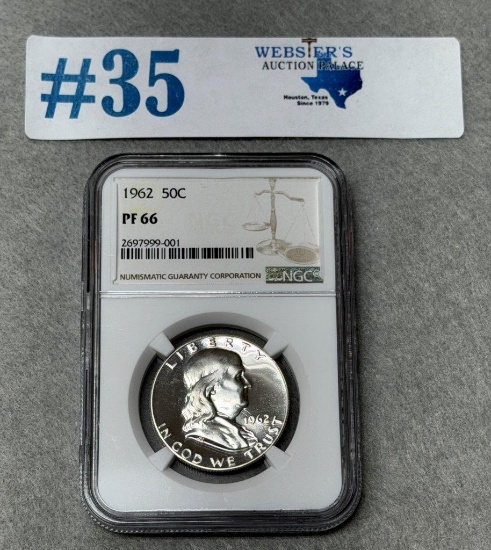 1962 NGC GRADED PF 66 LIBERTY HALF DOLLAR