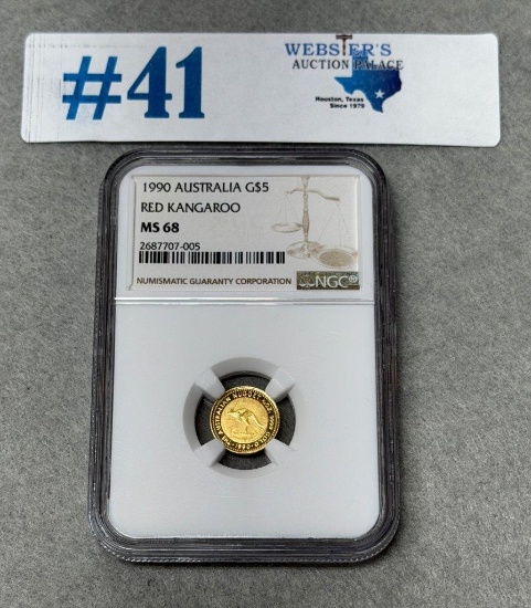 1990 NGC GRADED MS 68 AUSTRALIA G$5 RED KANGAROO