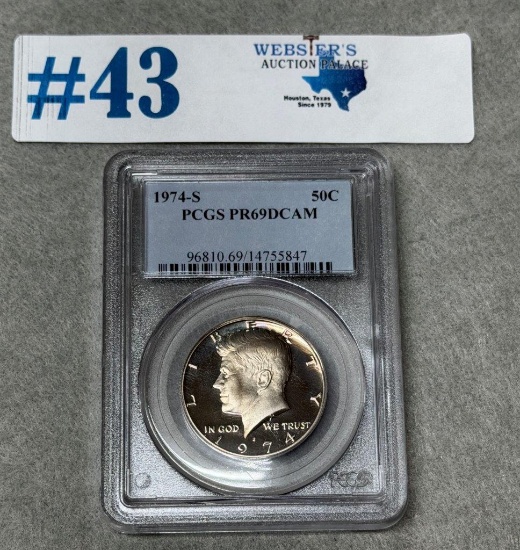 1974-S PCGS GRADED PR69 CAMEO KENNEDY HALF-DOLLAR