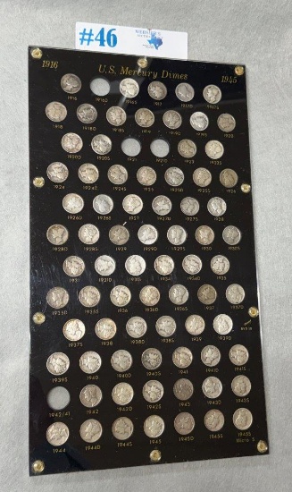 COLLECTION OF U.S. MERCURY DIMES 1916-1945