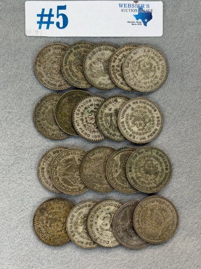 (20) MEXICAN 1 PESO COINS