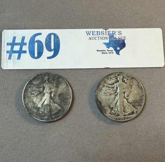 (2) 1942-S WALKING LIBERTY HALF-DOLLARS